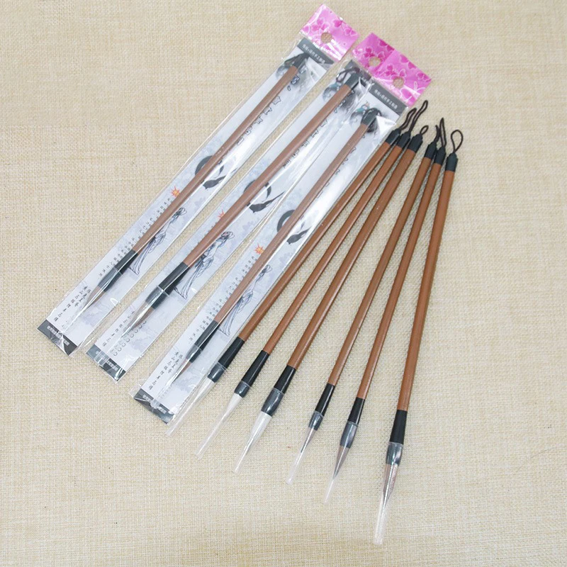 Chinese calligraphy supplies writing brush set wood handle and badger hair calligraphy brush