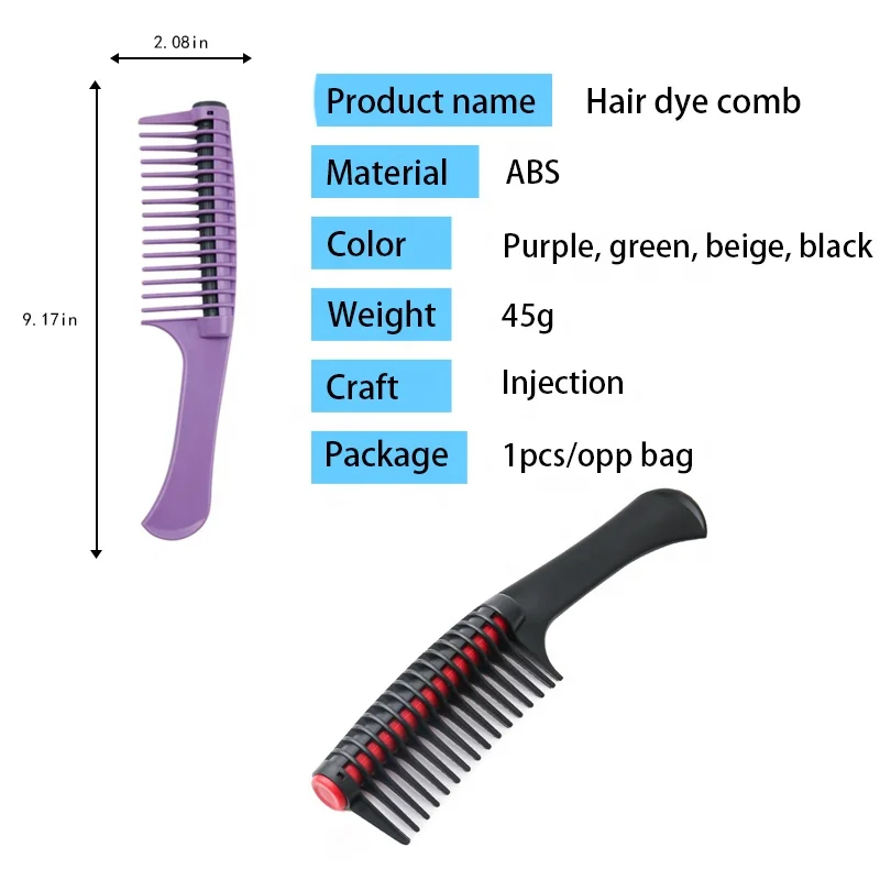 Private Label Anti-static lady long hair large Tooth Comb Salon Hair Styling Tools Rolling Heart Hair Dyeing Brush