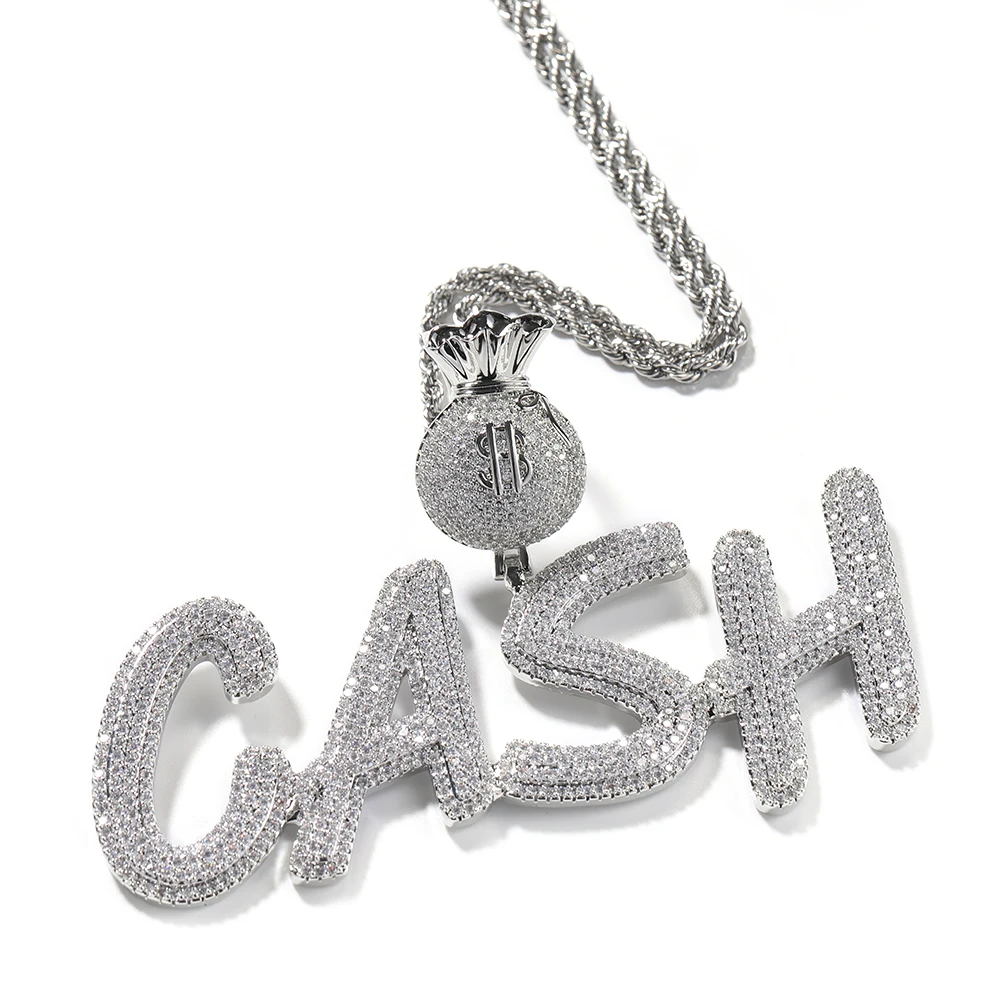 New Custom Name Dollars Hook Name Necklace Fat body Font Letter Pendant Connected Letter Fashion Women Man Jewelry