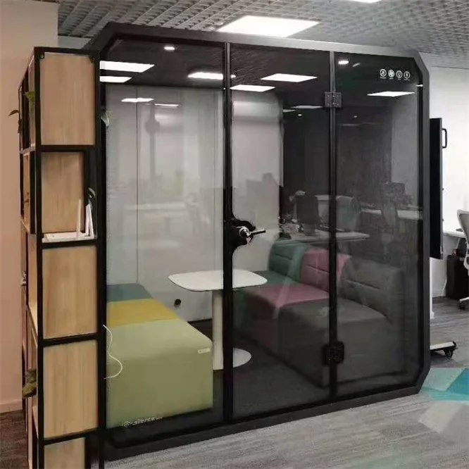 Portable Large Silent Room Mobile Insulation Work Space Office Wall Glass Pod Small Soundproof Booth