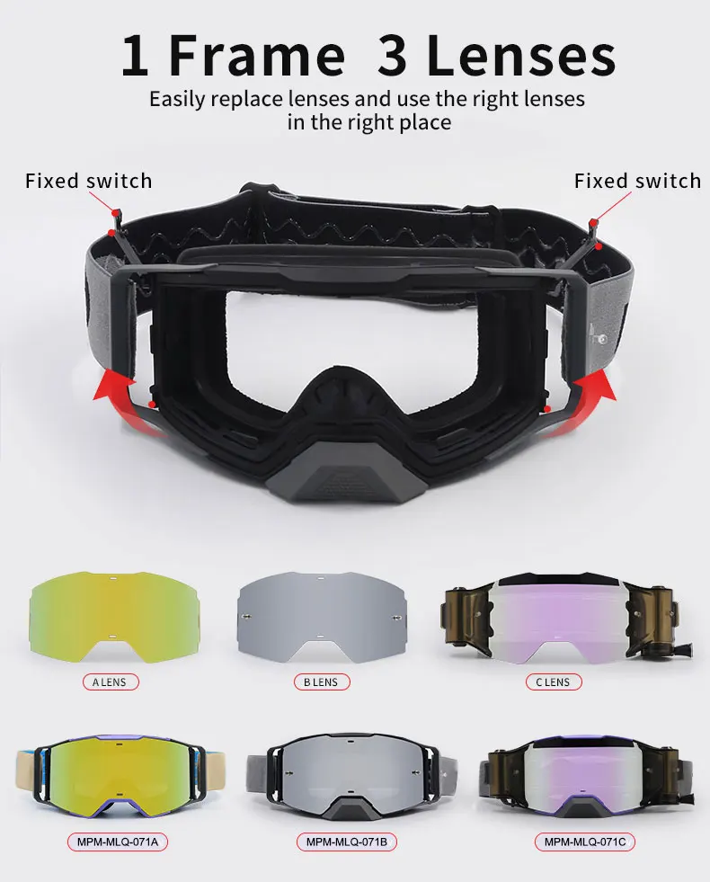 Customization outdoor UV400 fashion dirt bike motocross goggles anti fog custom motorcycle goggles