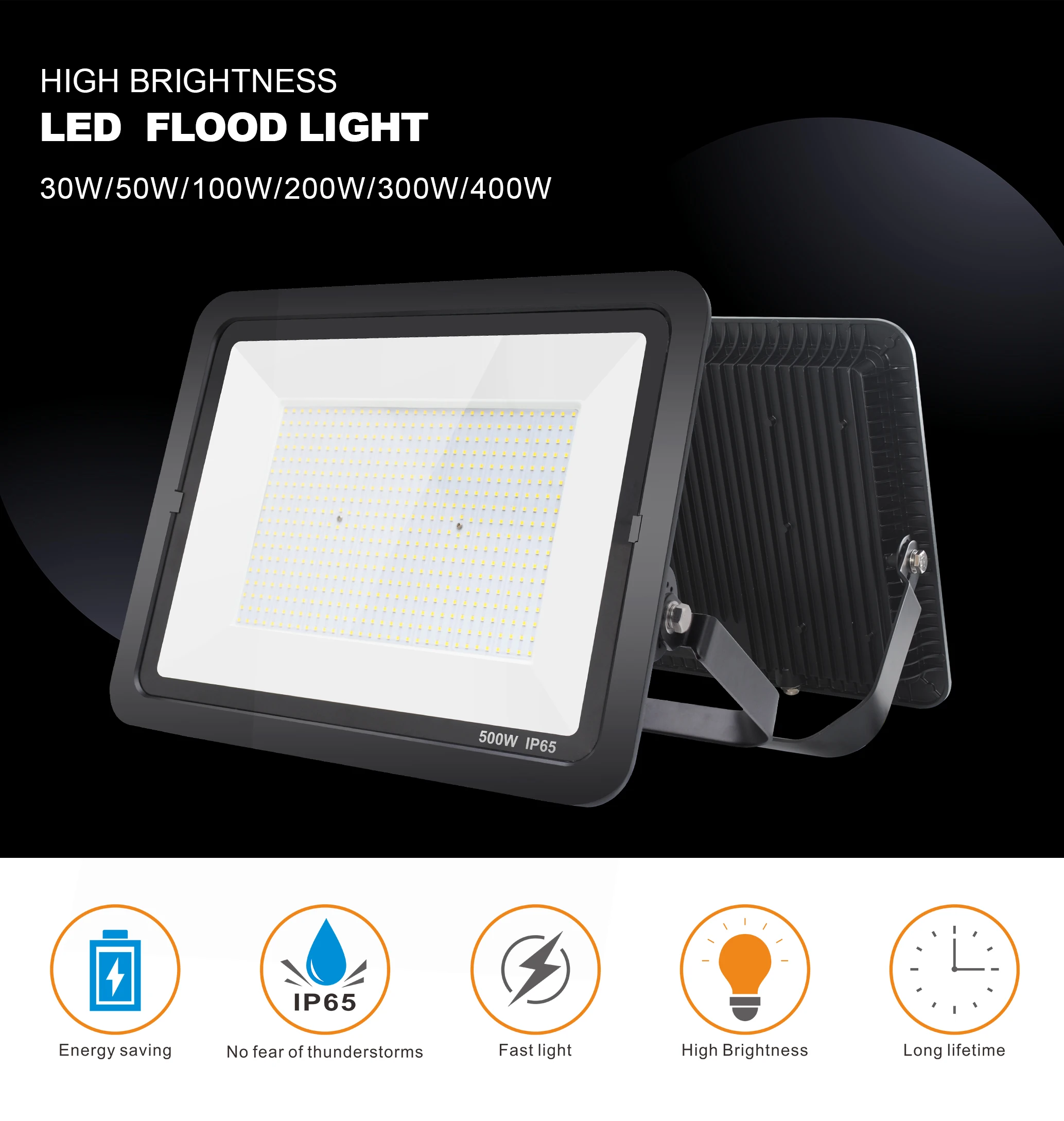 500w Power Led Outdoor Floodlight 35000 High Lumen Outdoor Spotlight IP65 Waterproof Led Flood Light for Garden and Yard