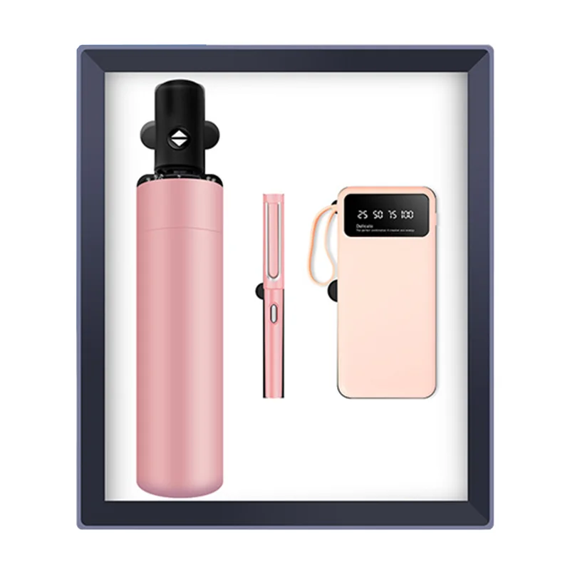 High Class Classical Business Book Gift Set With Customized Logo On Vacuum Flask Neck Massager Power Bank Gift Box