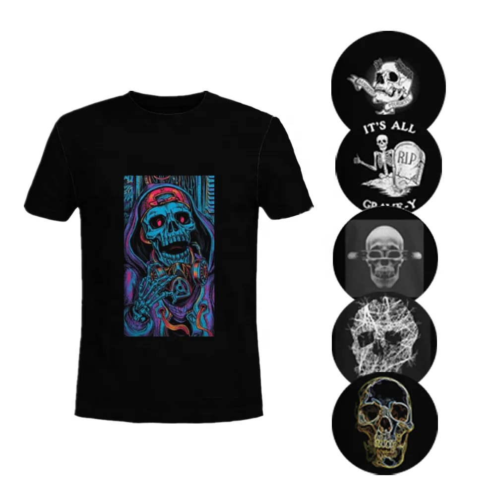 Free Samples Products New Design Streetwear Cotton Polyester Custom Skull Print T Shirt Customized Digital Heat Printing Tee