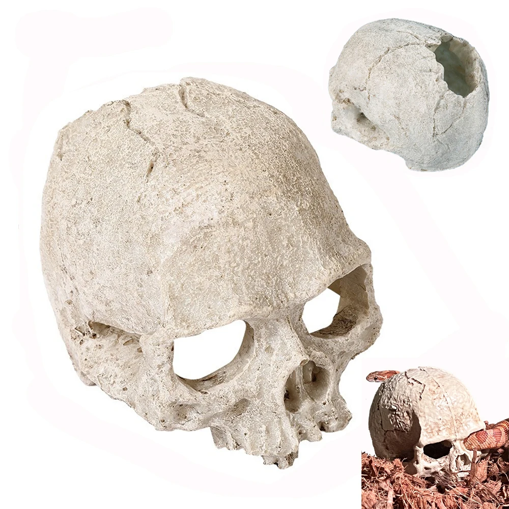 Artificial Heat Skeleton Decoration Aquarium Skull Decor Cave Reptile Hide House Fish Tank Decorative Skulls