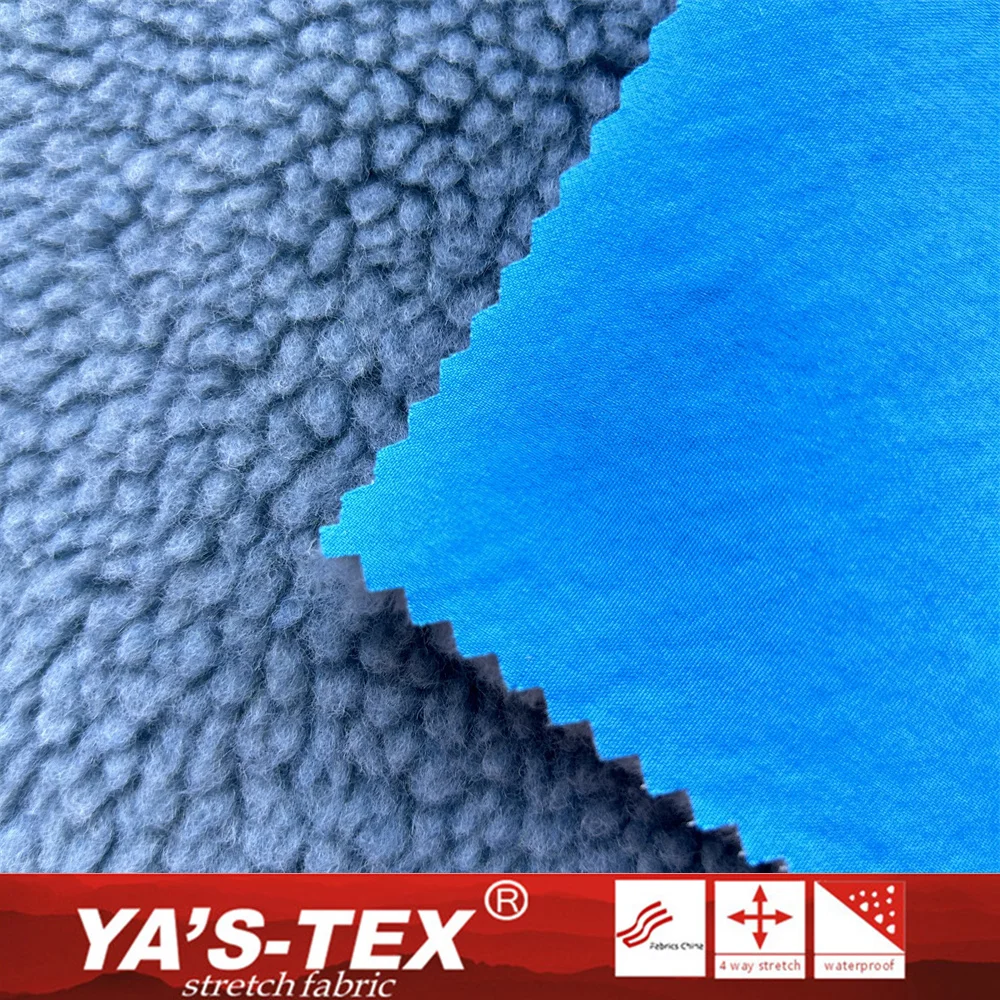 Waterproof 2 layers softshell fabric Polyester 4 way stretch fabric bonded Polyester Berber Fleece Camo Fleece sherpa fabric