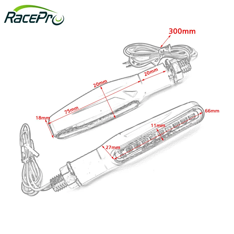 RACEPRO E-mark 12V Universal Turning Signal Light Sequential Flowing Indicator Motorcycle LED Blinker Lights For Motorcycle