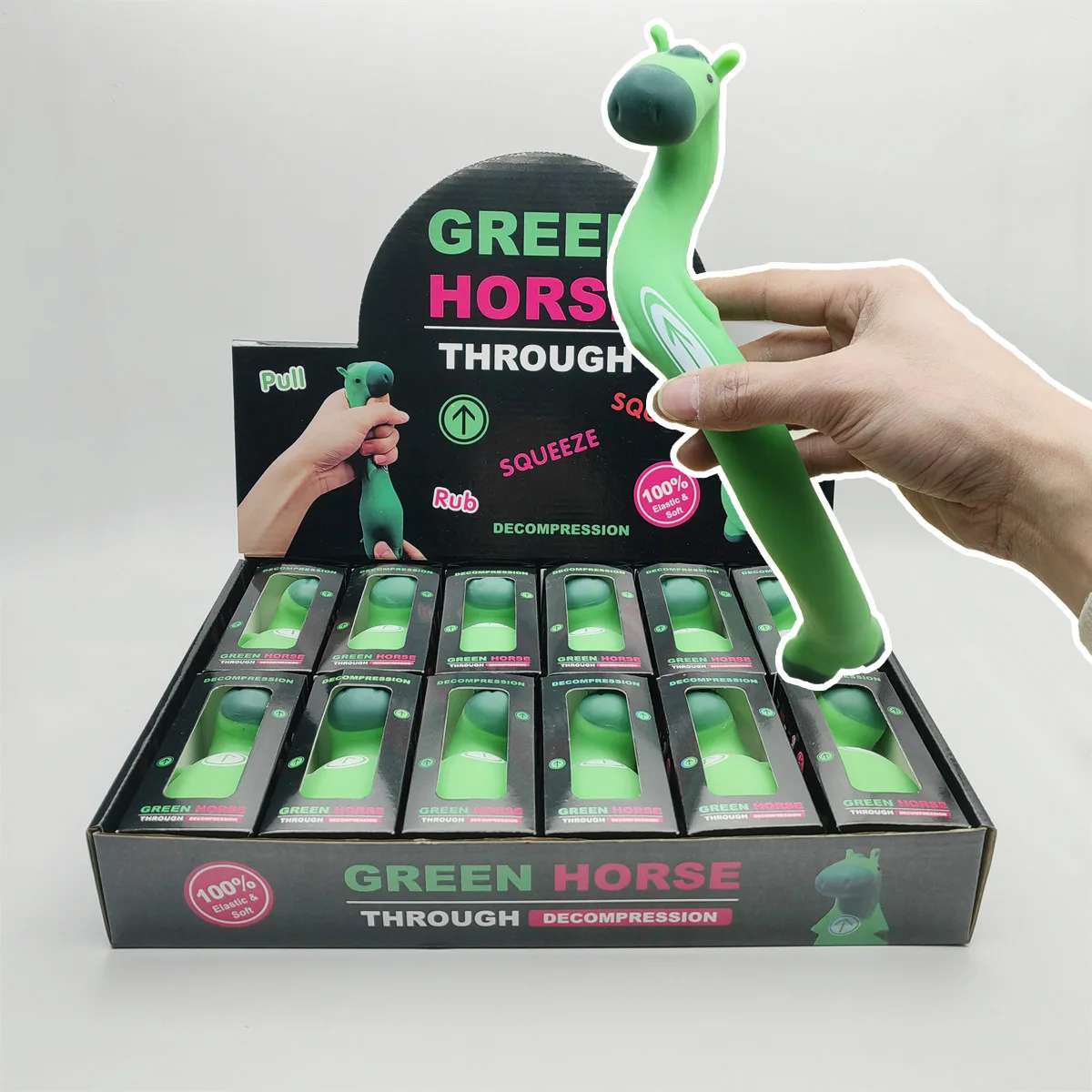 2023 Green Horse Color Box Elastic Stretching Toys TPR Squeeze Toys