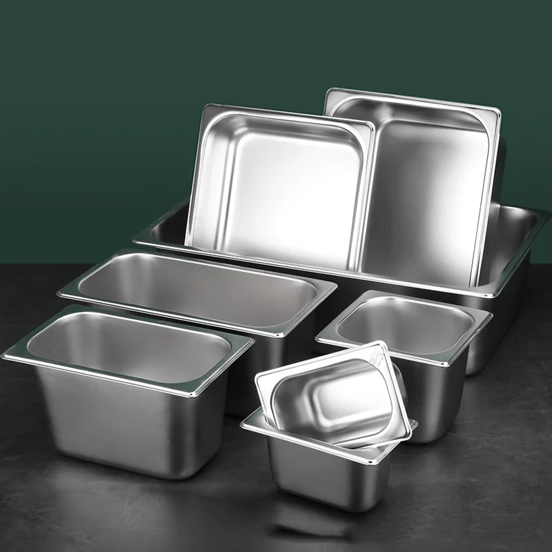 Commercial Stainless Steel GN Gastronorm Container Pan Jam Box kitchen storage tray with Cover for Milk Tea Shop Commercial Use