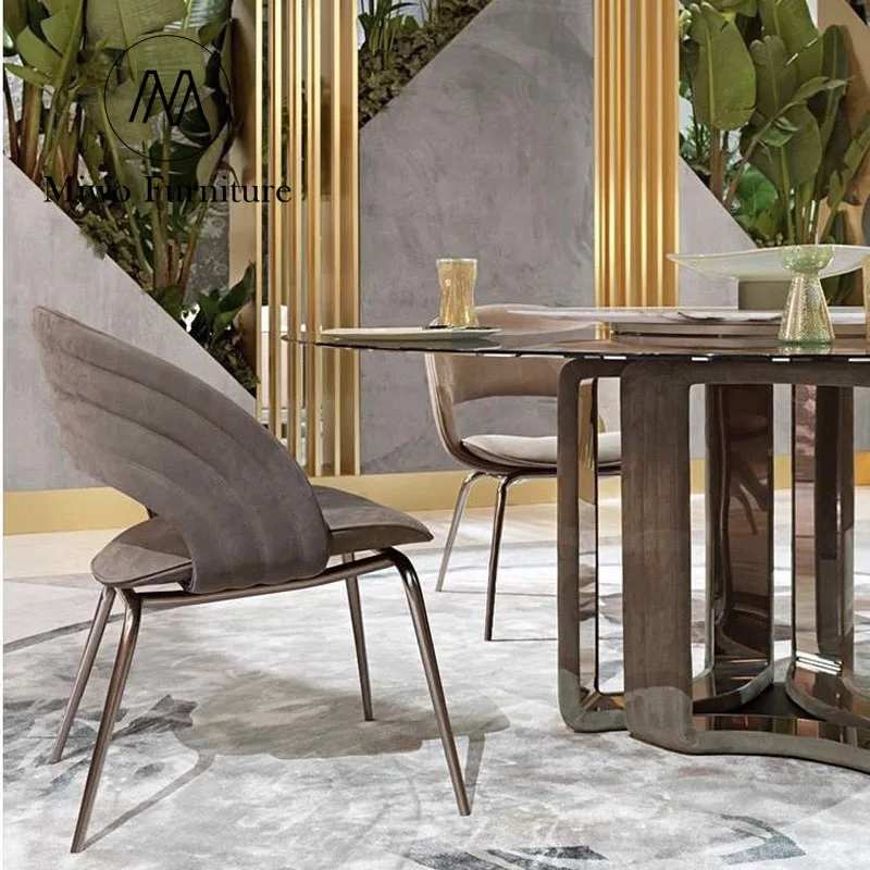 Modern velvet fabric gold stainless steel legs dining chair luxury restaurant furniture upholstered armrest accent chairs