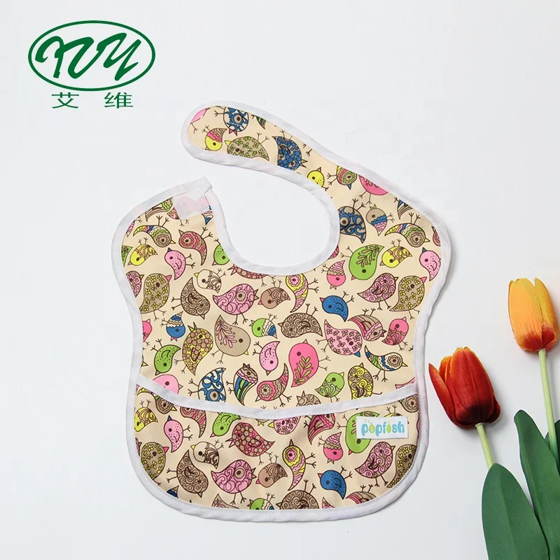 Custom Cute Pattern Printed Baby Bib with Pocket