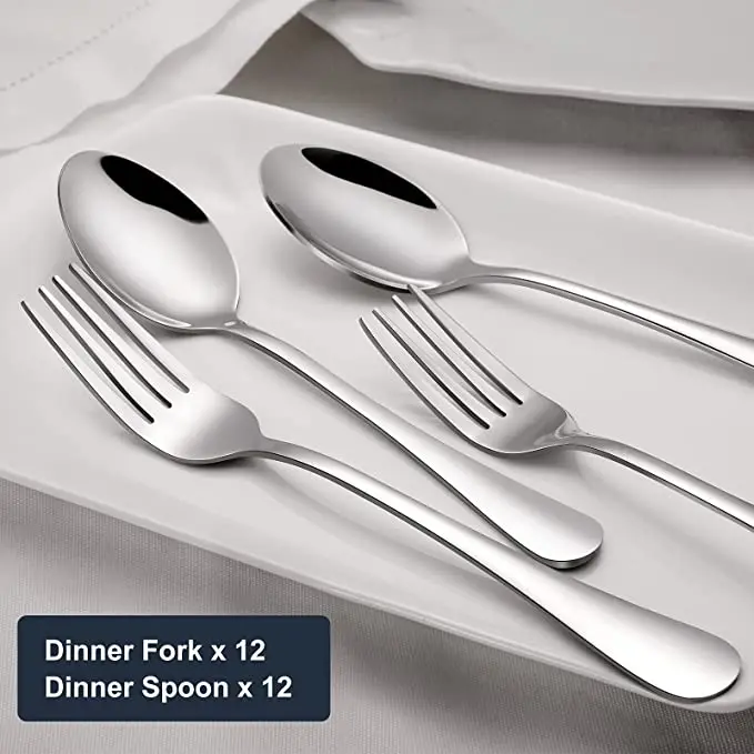Home Kitchen Restaurant Forks and Spoons Silverware Set  Food Grade Stainless Steel Flatware Cutlery Set