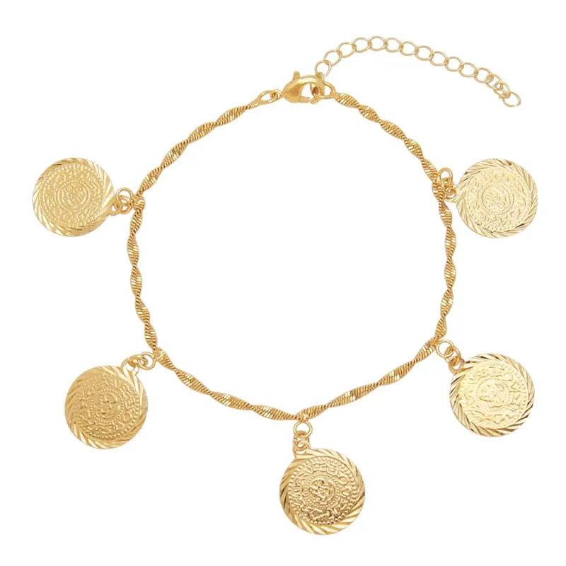Factory Wholesale Muslim Coin Earrings Ring Bracelet Jewelry set Arab Gold Plated Popular Jewelry