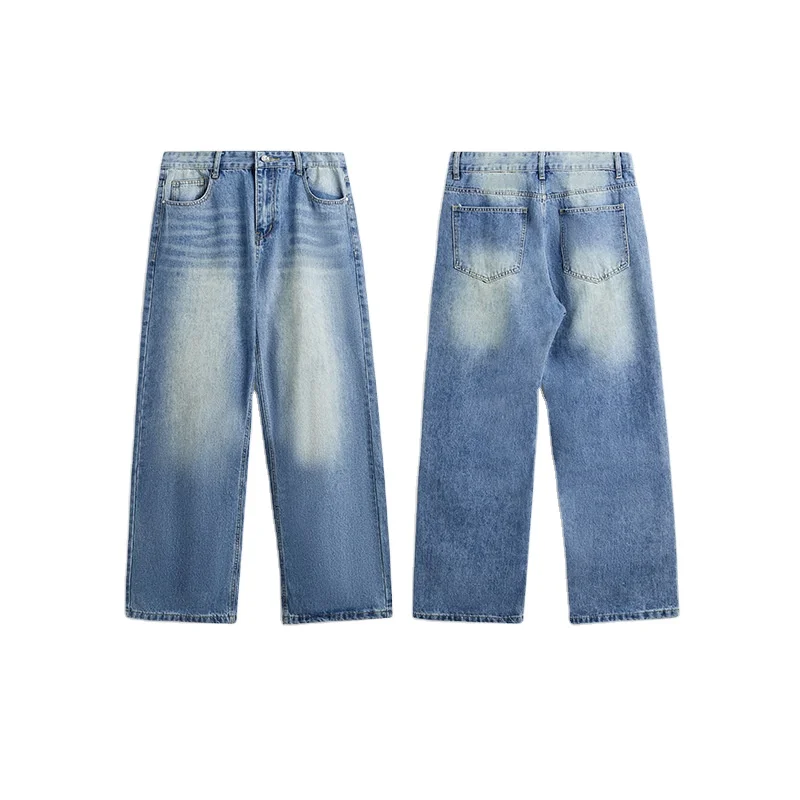 MAQVOB Street Classic Washed Jeans 2024 Spring Summer New Fashion Brand Simple Everything Straight Pants Men