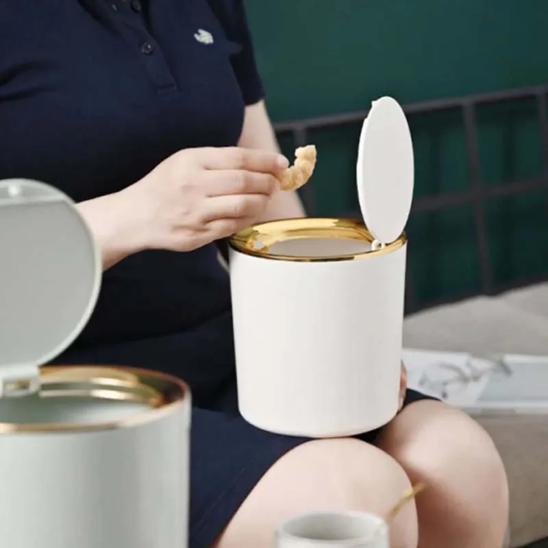 Mini Small Waste Bins Desktop Garbage Basket Home Table Plastic Trash Can Office Supplies Dustbins Sundries Barrel Box