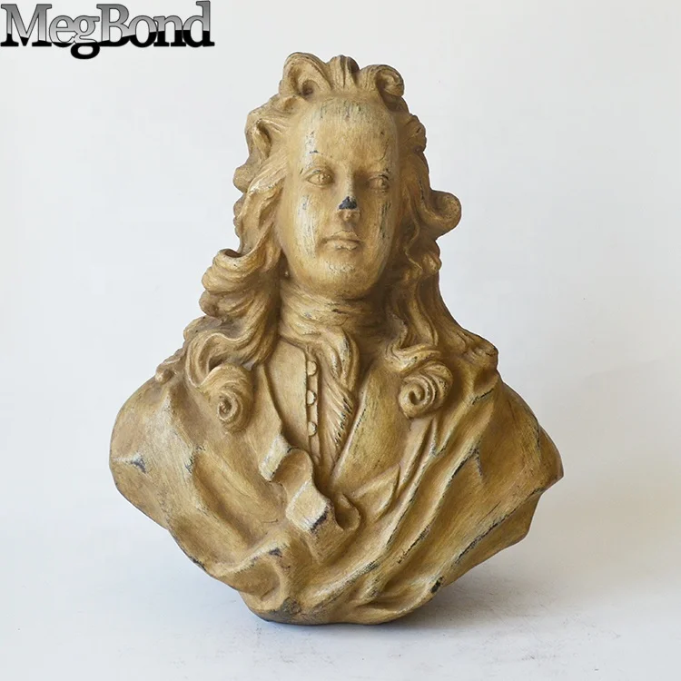 Old Look Fiberglass  resin statues,  famous European style bust for table decor