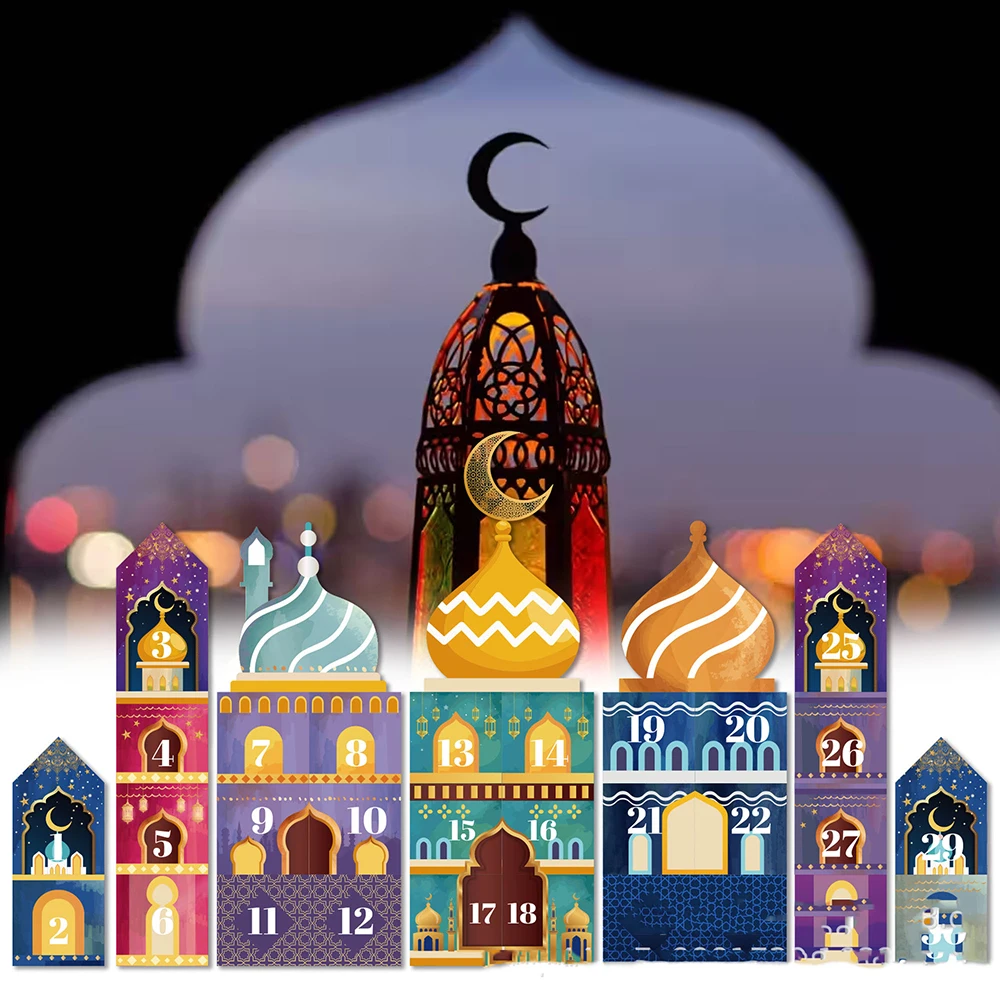 Ramadan Advent Calendar Decorations 30 Days Number Box DIY Eid Mubarak Countdown Gift Paper Date Boxes Packaging For Ramadan