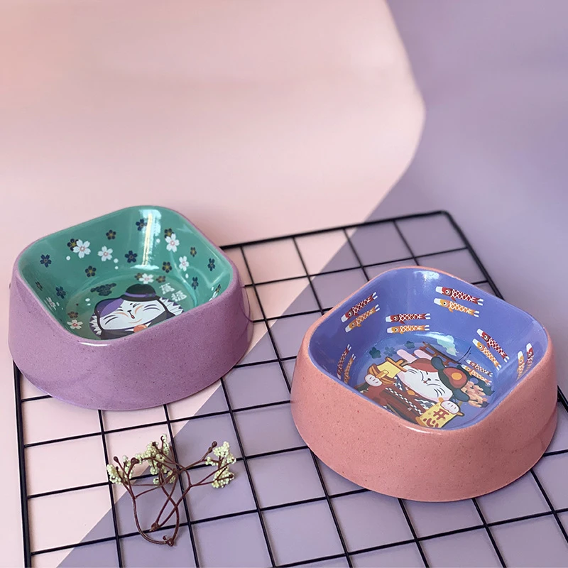 Милая миска для домашних животных из бамбукового волокна, миска для еды для кошек, собак, щенков