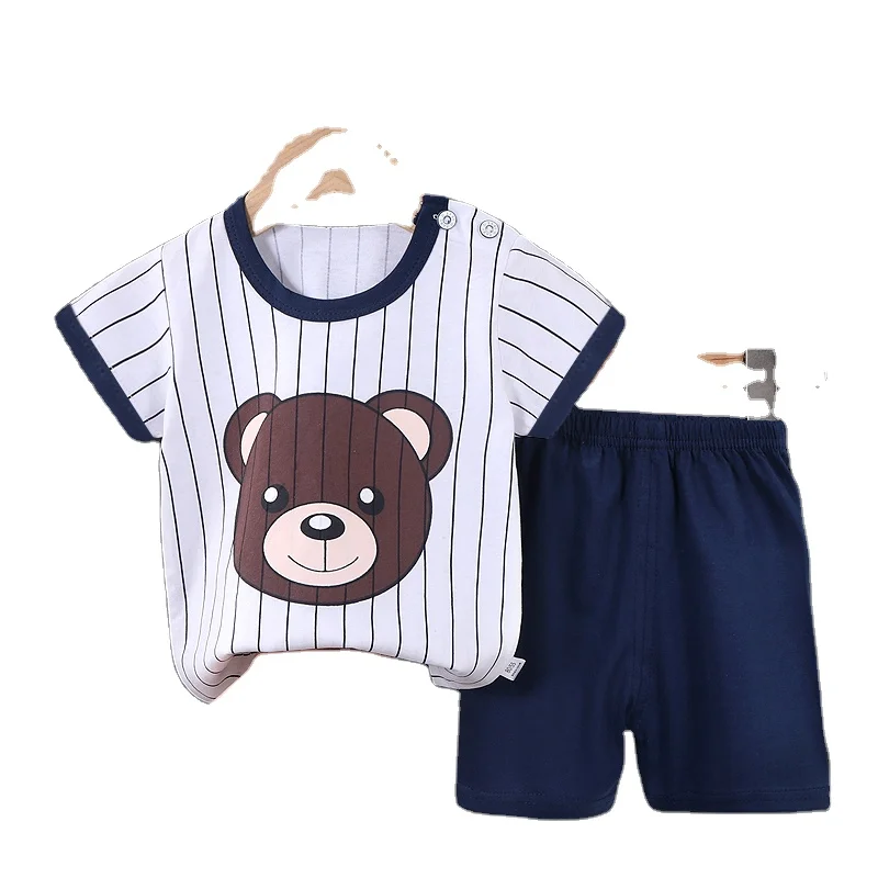 Wholesale 1-7Y Kids Pajamas Smart Casual Style Short Sleeve 100% Cotton Cartoon Pattern for Animal-Loving Children