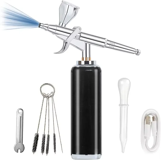 Airbrush Kit 1200ma Airbrush Set with Compressor Portable Airbrush Set for Makeup Cake Decoration Model Painting Nail Art