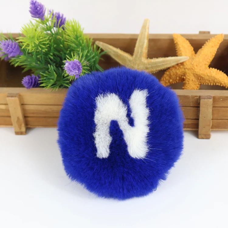 2022 new arrival High Quality Fashion Creative Fur Pom Pom Keychain 26 Letter Keyring Key Chains