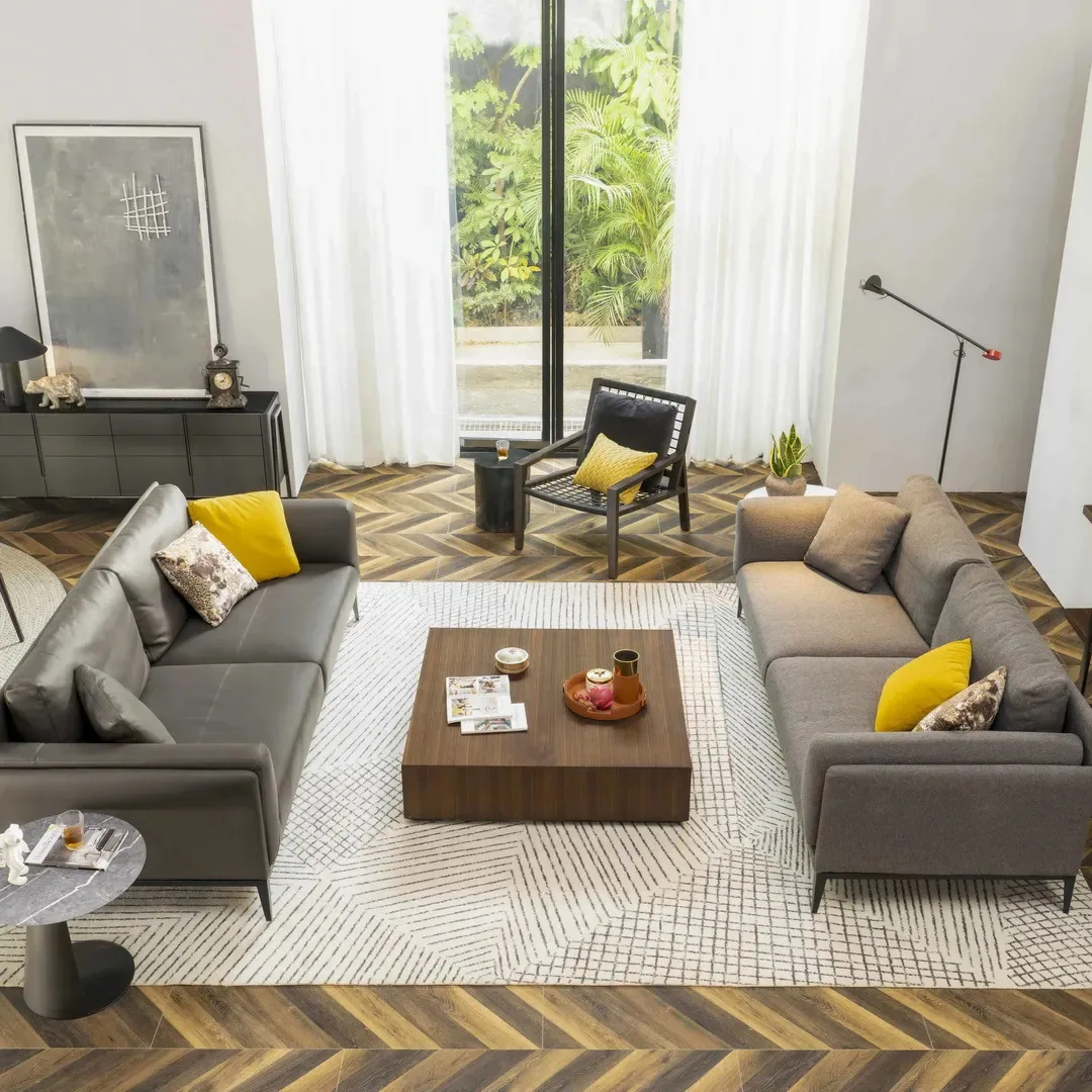 Minimal E1 Grade Hdf Eucalyptus Veneer Living room Square Wooden Coffee Table