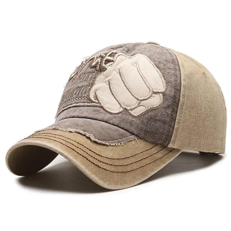 Hot Selling Denim Baseball Hat Men Trendy Women  Korean Style Washed Old Hole Letter Torn Duckbill Cap Spring and Summer Sun Hat