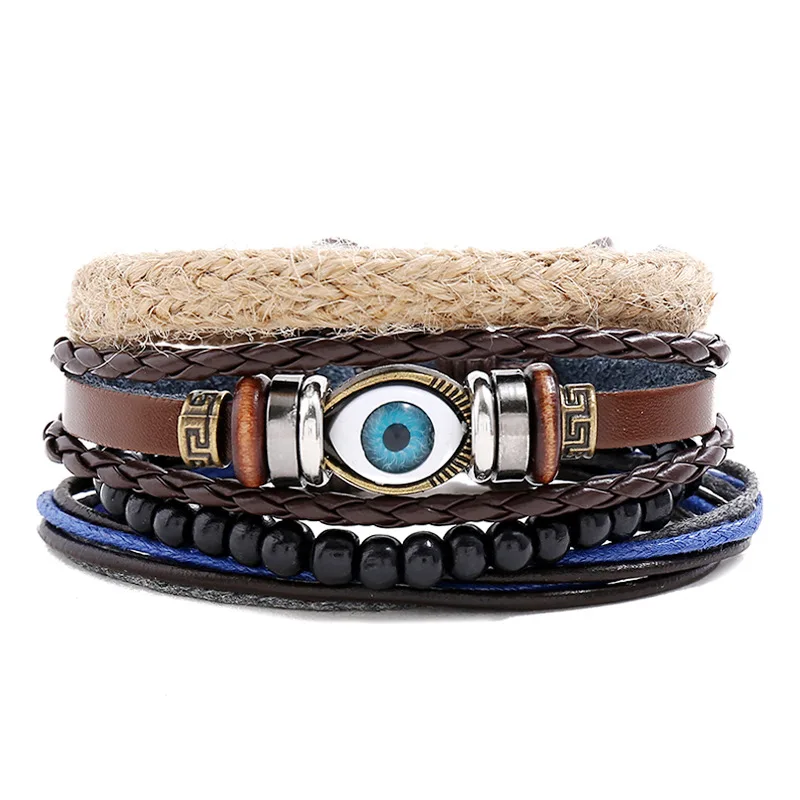 Fashion mens leather bracelet set wholesale N230743