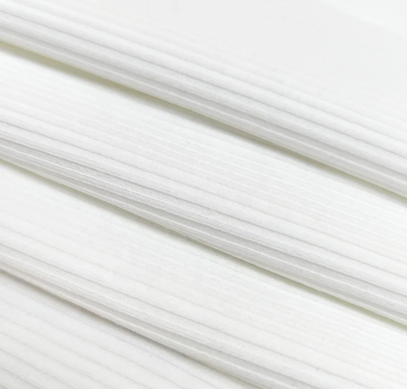 Wholesale custom tr rib fabric no moq solid color cotton fabric white brushed rib fabric for hoodies