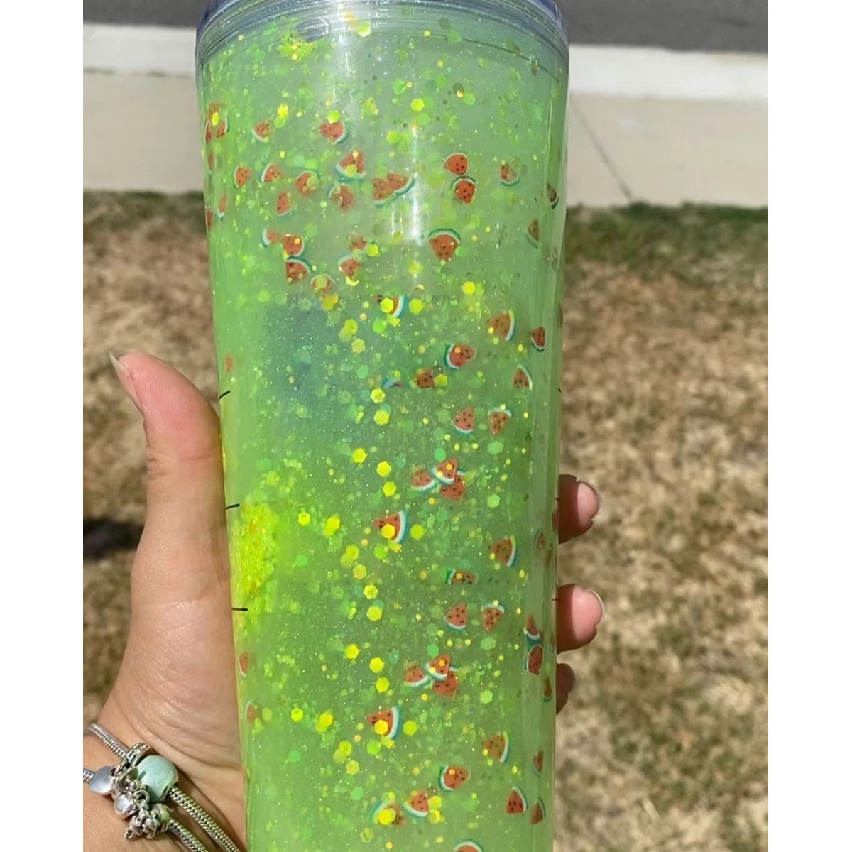 Factory Price 16oz 24oz Insulated clear tumbler Bomb Powder gold holographic rainbow Sequin Glitter Double Walled Acrylic cups