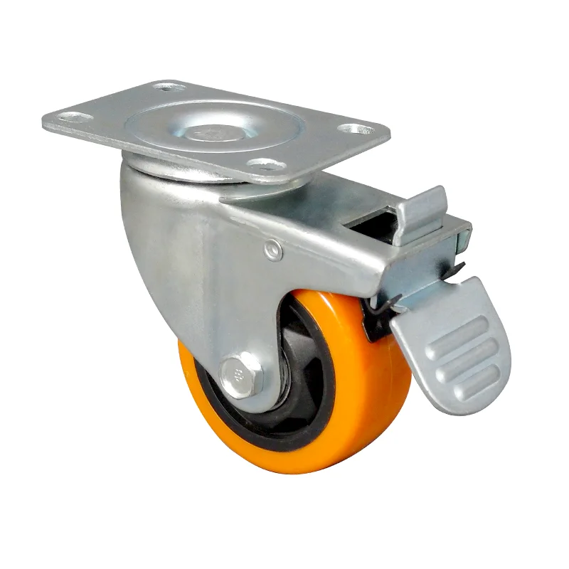 Ролики промышленного 75 мм 4-дюймовый поворотный резиновые замок рицинуса промышленные колеса для тележек