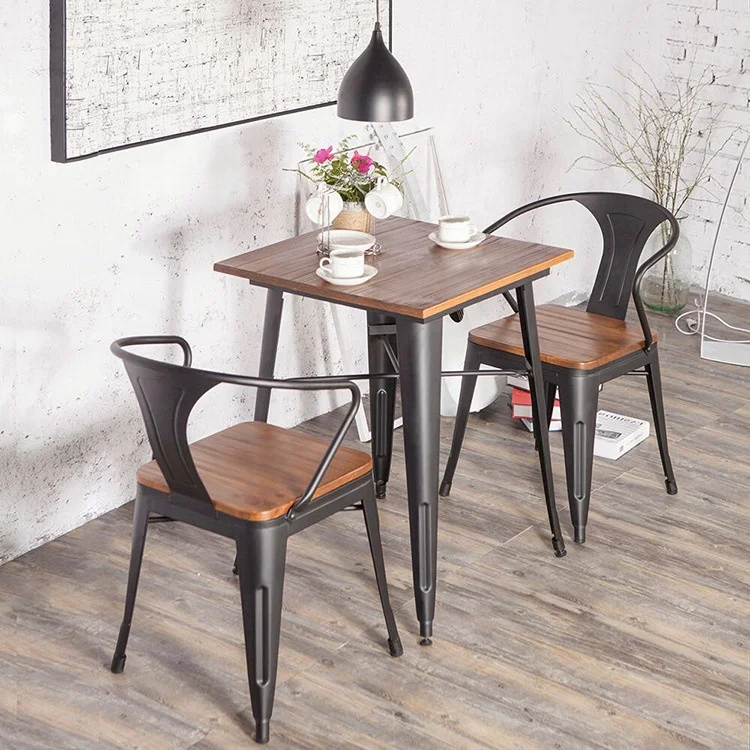 Industrial Vintage Furniture Metal Iron Cafe kursi Pub Retro Restaurant Table And Chairs set for restaurant and bars