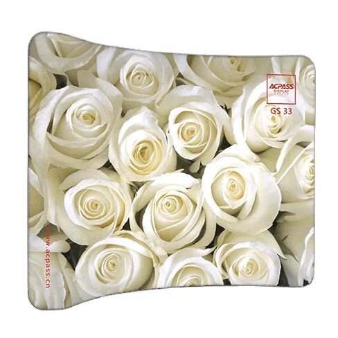 
wave shaped double side graphic Tension Fabric Tube Display GS33-W 
