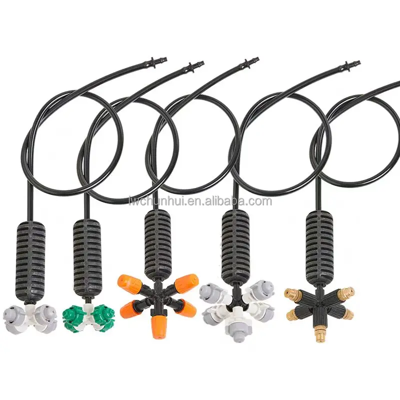 Farm Micro Sprinkler 4 and 5 Outlets Misting Nozzle Kits Hanging Sprinkler for Farm Greenhouse Irrigation System