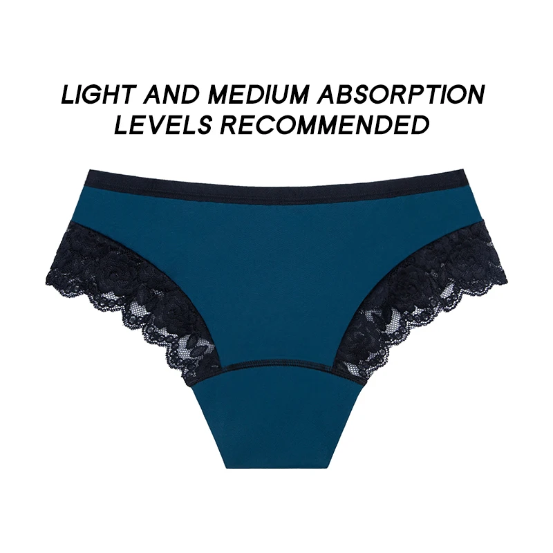 Shanhao OEM Reusable Leakproof Underwear High Quality Organic Cotton Lace Menstrual Panties Bamboo Period Panties for Women