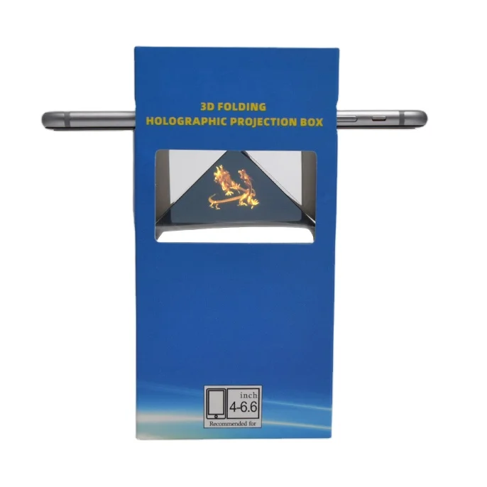 Custom logo 3D Holographic Display Pyramid Stands Projector  smartphone size 3d Hologram for Corporate  gift Product Display
