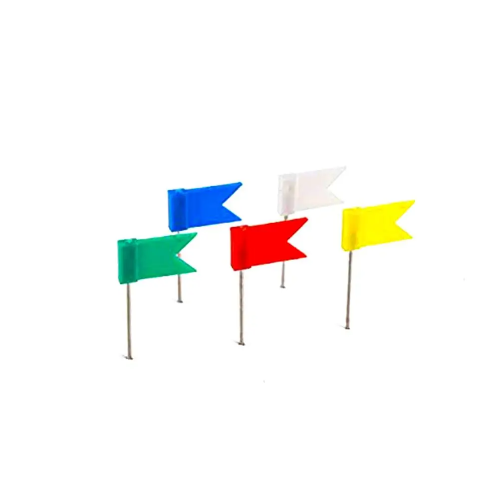 Wholesale cheap school colorful plastic flag shaped head custom paper metal decorative push map pins