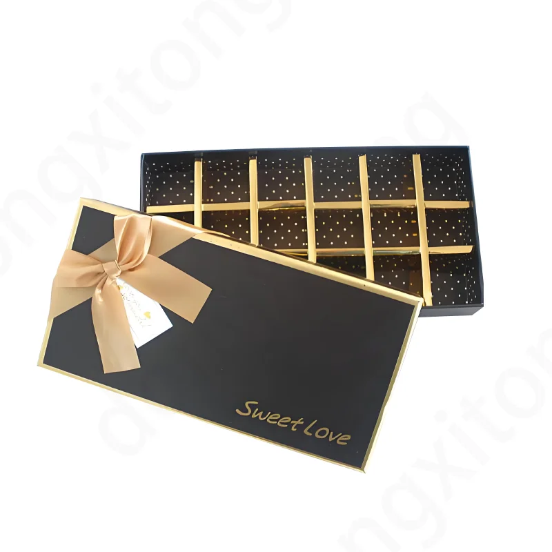 Hot Sale Premium Bow Pink Gift Box Elegant Cardboard Paperboard UV Cushion Pads Creative 18 Grid Fold Cookie Chocolate Food