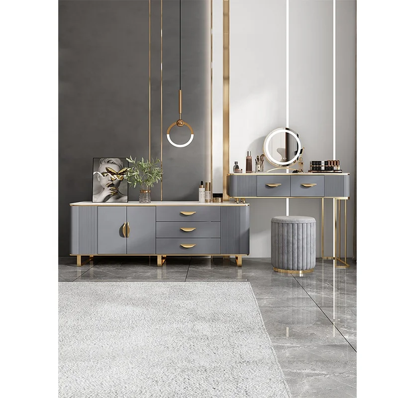 Vanity Make Up White French Wood Console Table Drawer Dresser