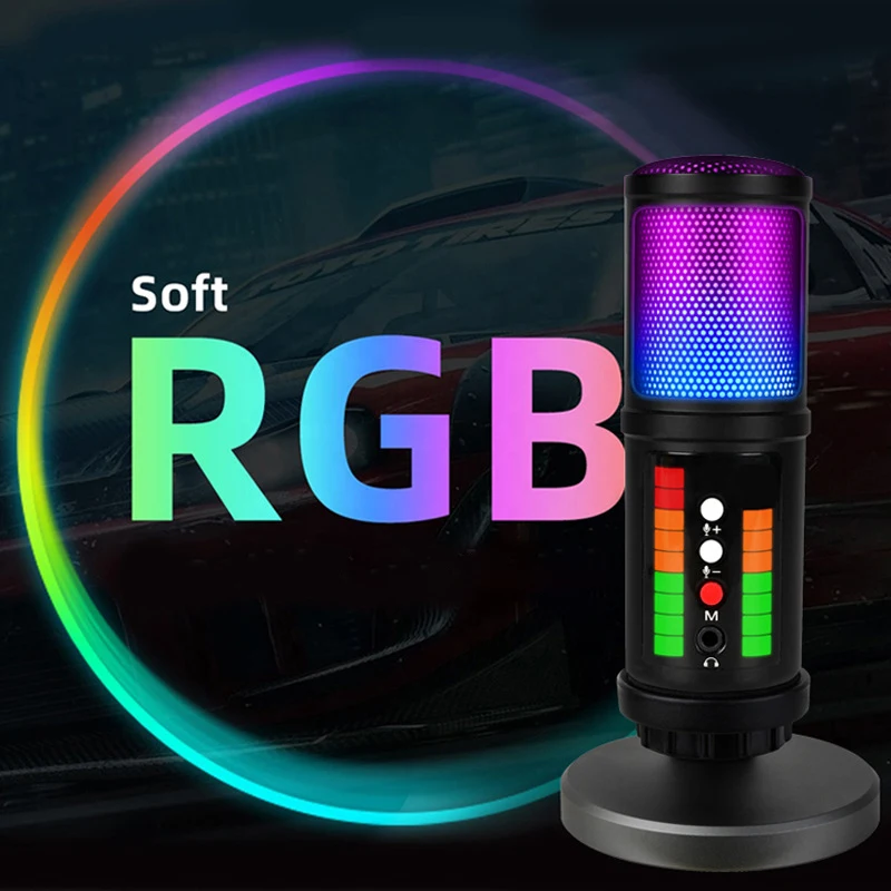 USB RGB Condenser Microphone Professional Vocals Streams Recording Studio Microphone For PC YouTube Video Gaming Microfon
