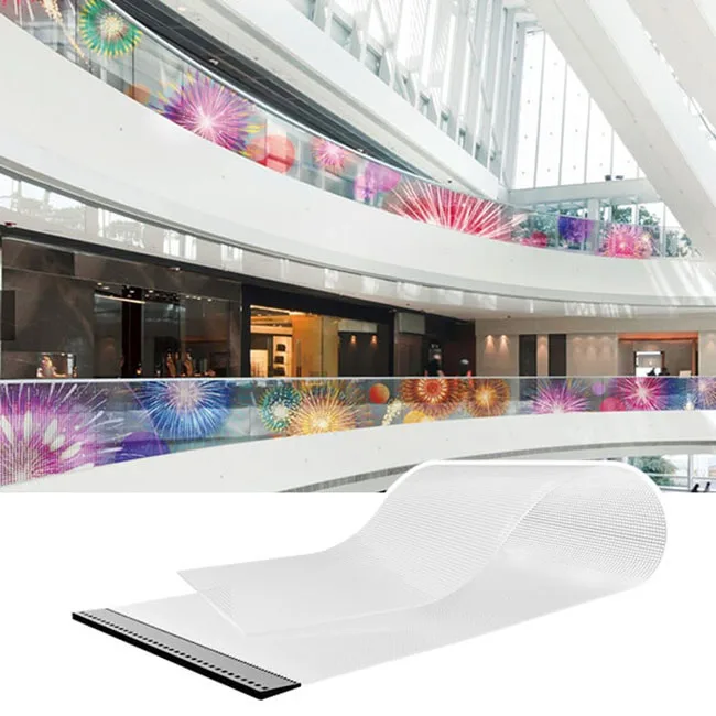 Super thin 1000x2000mm flexible Indoor holographic adhesive transparente led display video wall film