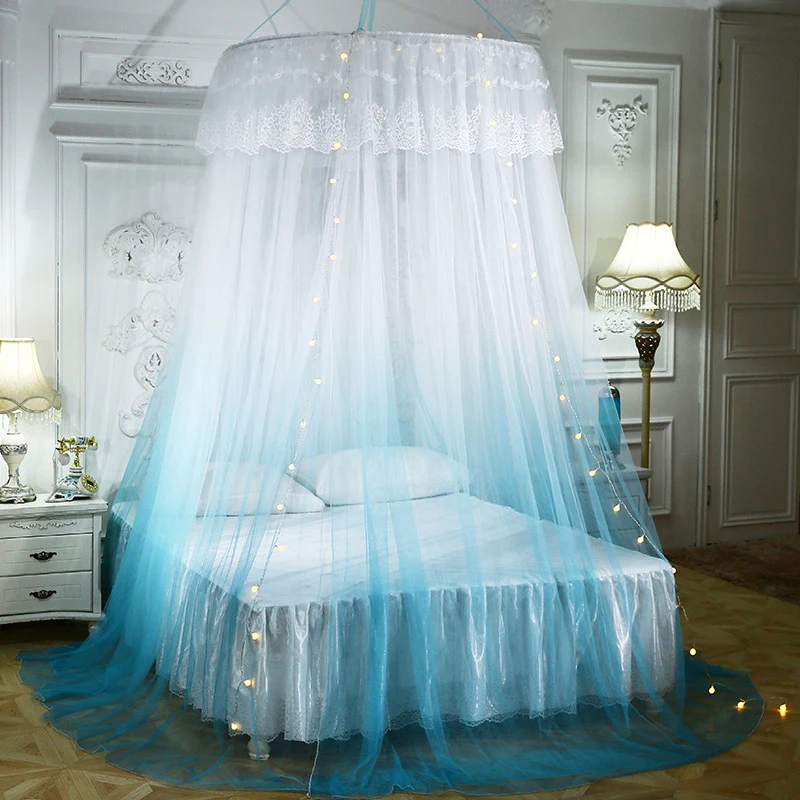 Dome mosquito net palace floor ceiling mosquito curtain and gradient two color lace mosquito net wholesale V369-1
