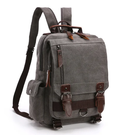 Fashion men women computer Interlayer waxed vintage travel backpack canvas bag