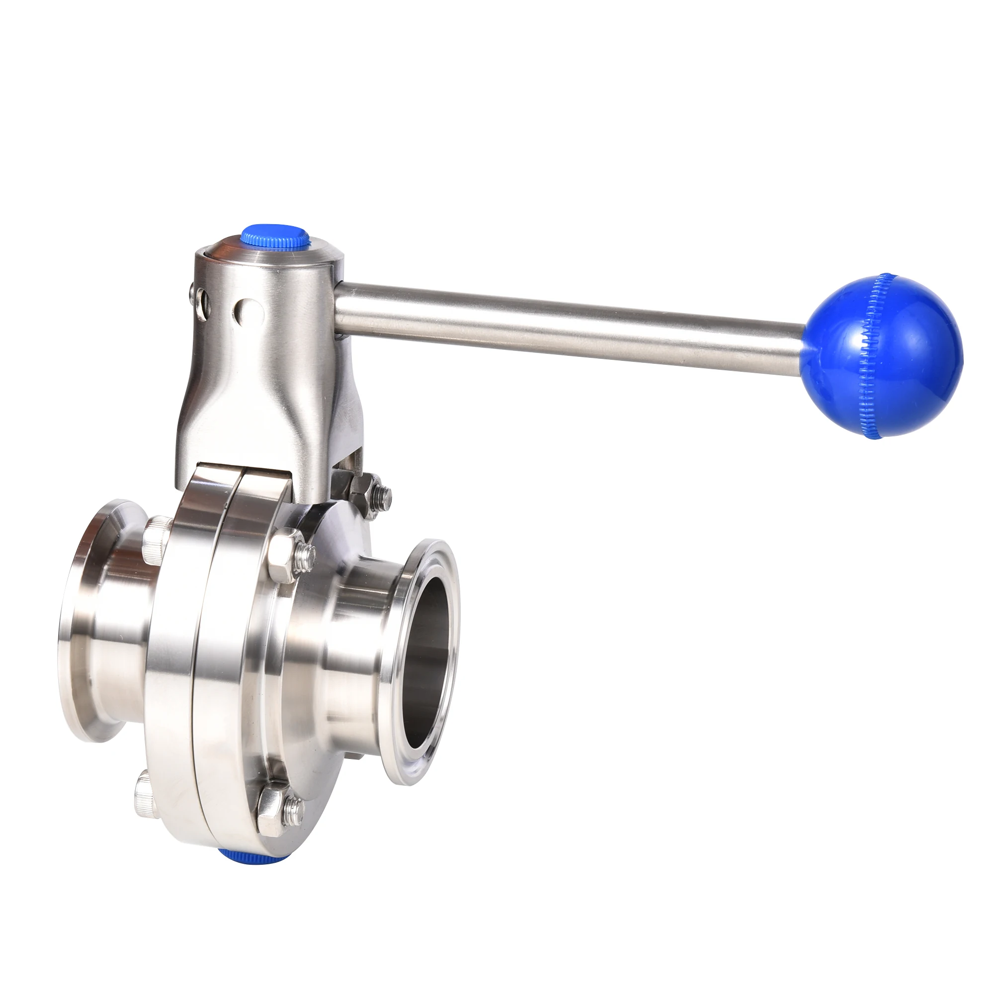 Food Grade Stainless Steel SS304 SS316L Manual Tri Clamp Butterfly Valve With Pull Handle