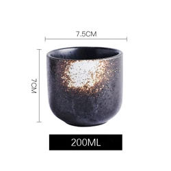 190ml Japanese Water Glazed No Handle Vintage Matt Ceramic Blue Tea Cup