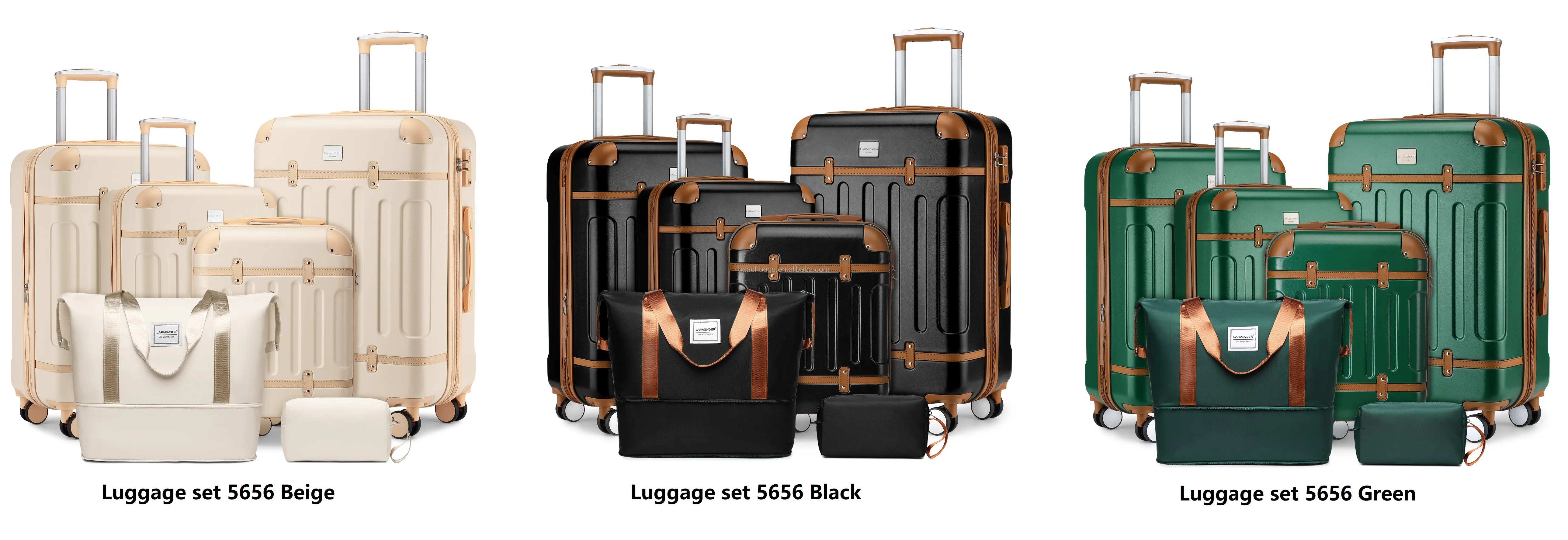 Custom wholesale Large capacity Interior Space Suitcase 360Swivel Portable Luggage Fashion Unisex 6 pcs Carry-on Luggage Sets