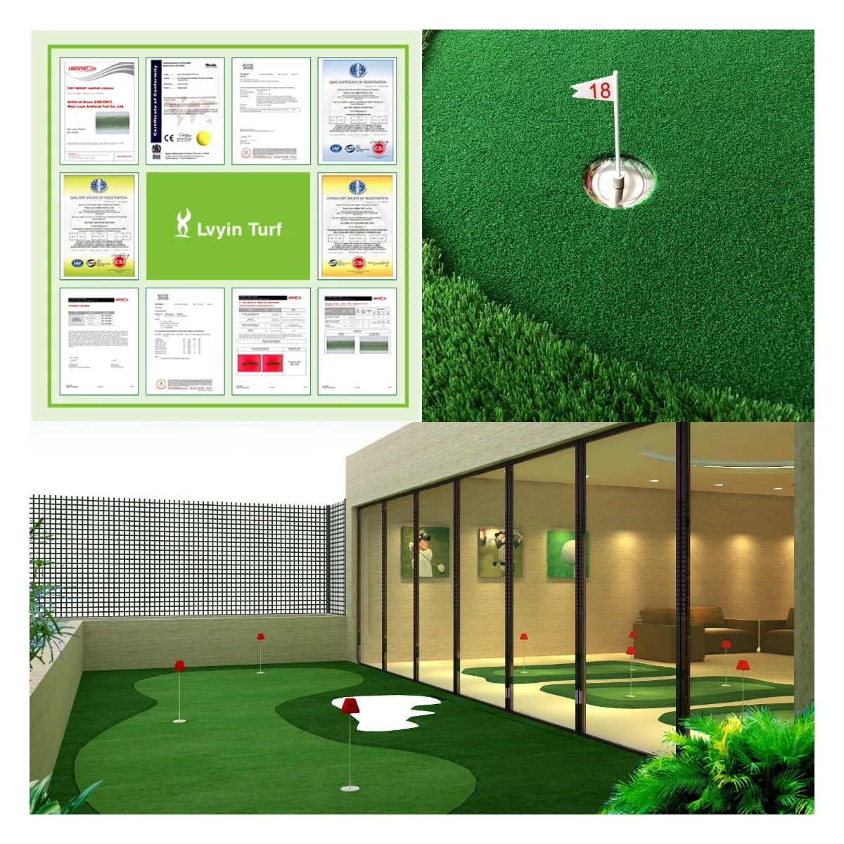 Lvyin OEM indoor home mini golf practice banderines putting green