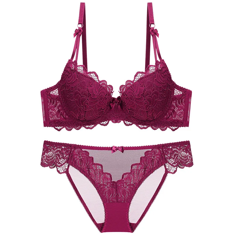 New Fashion Breathable Comfortable Ladies Push Up Bra And Pants  Sexy Lace Underwear Set women sexy lingerie