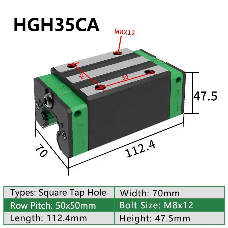 HGH35CA cnc parts miniature MGN7 9 12 15H slider bearing module HGH35 HTH TBI PMI CSK NSK ABBA hiwin linear guide