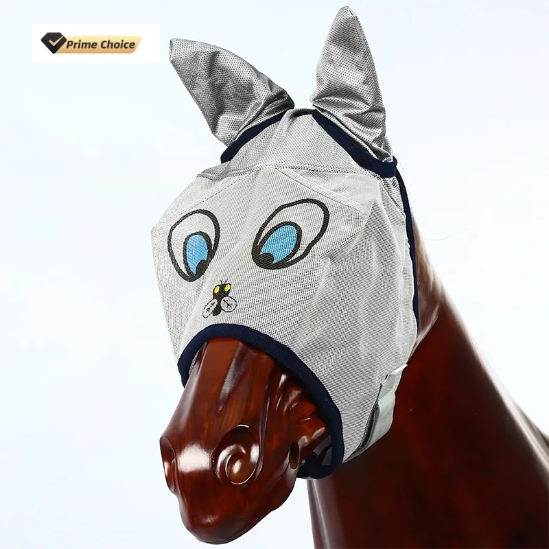 Hot Sale High End Equestrian Equine Equip Horse Equipment 1000D PVC Mesh Horse Riding Fly Veil With Funny Prints
